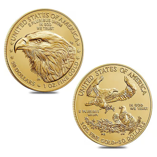 1 oz Gold American Eagle $50 Coin BU (Random Year) - back