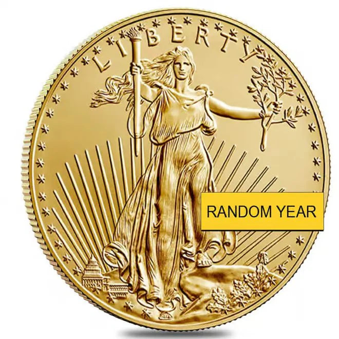 1 oz Gold American Eagle $50 Coin BU (Random Year) - front