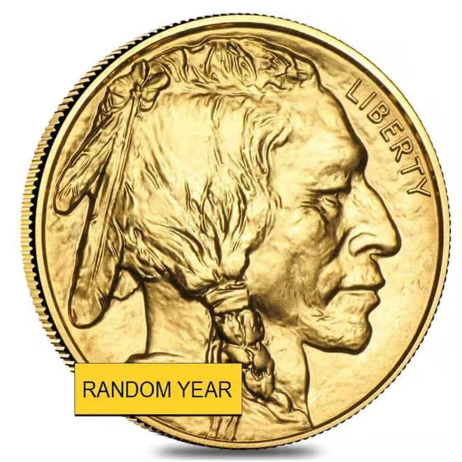 1 oz Gold American Buffalo $50 Coin BU (Random Year) - front
